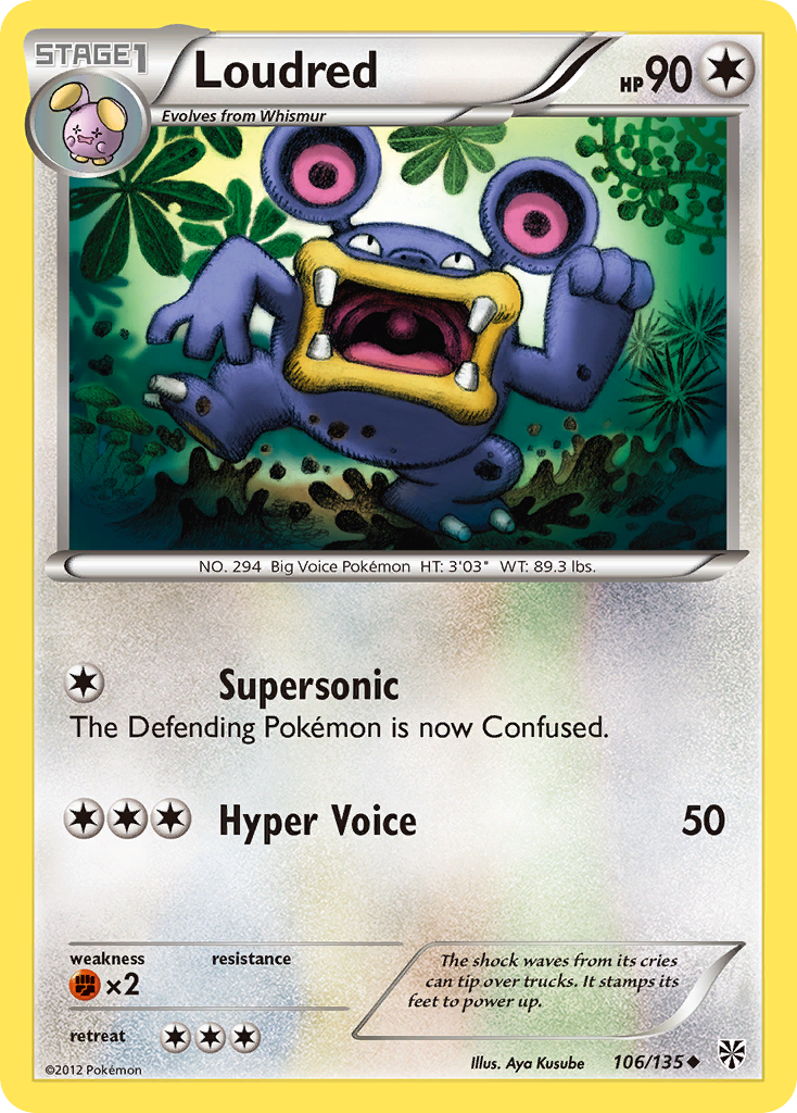 Loudred – Plasma Storm 106/135 Pokémon card