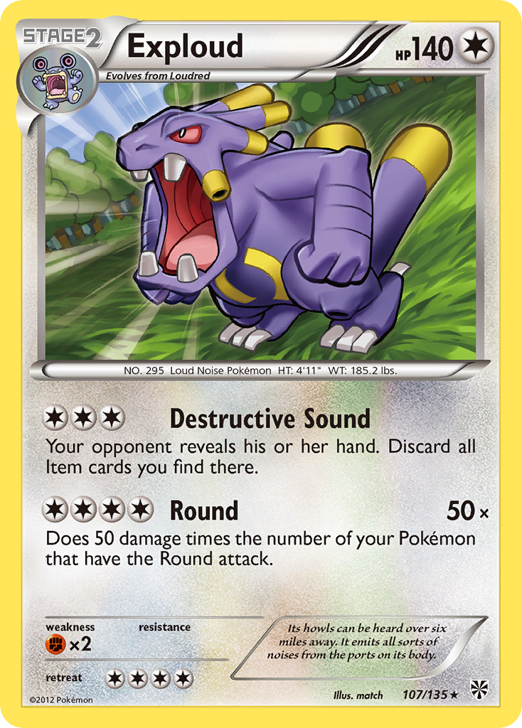 Exploud – Plasma Storm 107/135 Pokémon card