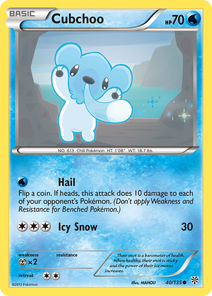 Cubchoo – Plasma Storm 40/135 Pokémon card