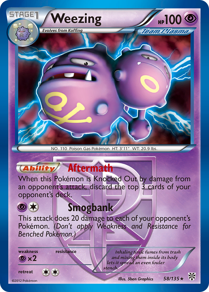 Weezing – Plasma Storm 58/135 Pokémon card