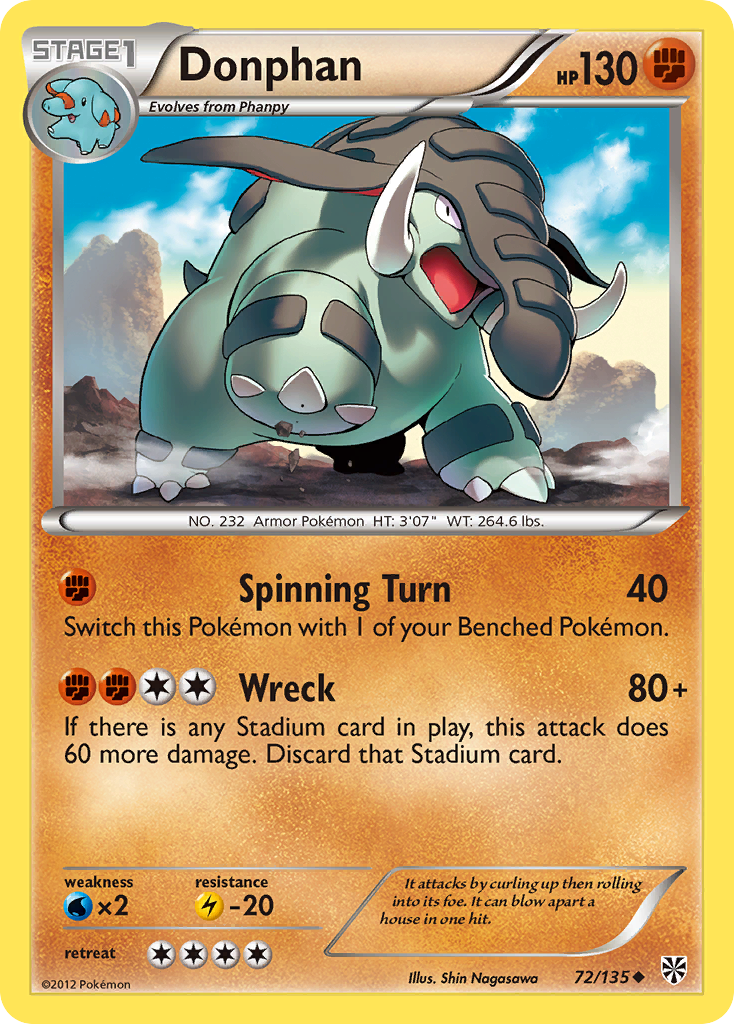 Donphan – Plasma Storm 72/135 Pokémon card