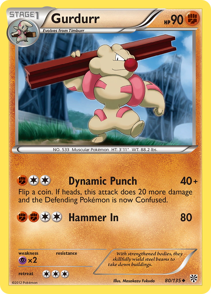 Gurdurr – Plasma Storm 80/135 Pokémon card