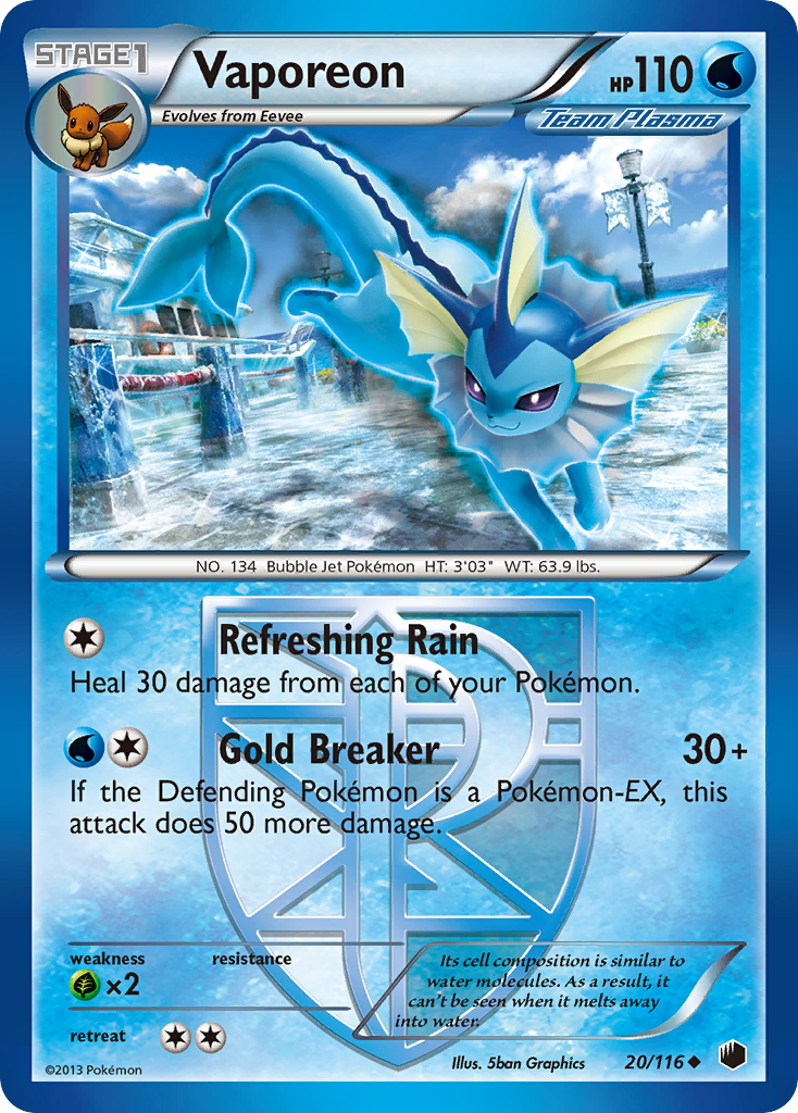 Vaporeon – Plasma Freeze 20/116 Pokémon card