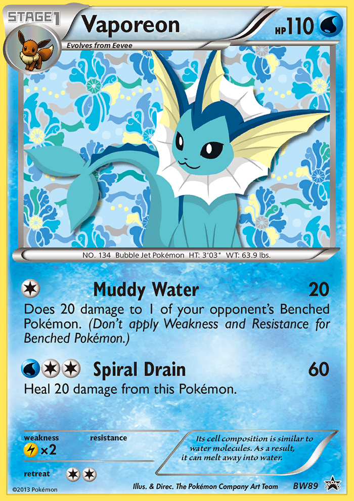 Vaporeon – BW Black Star Promos BW89 Pokémon card