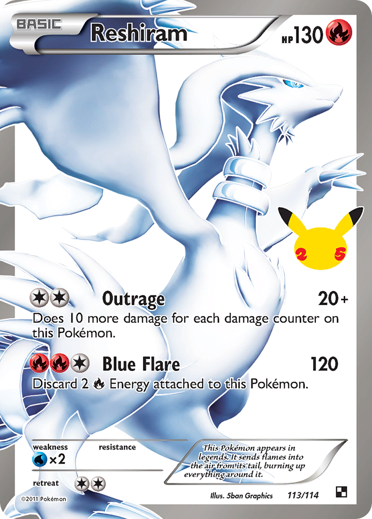 Reshiram – Celebrations: Classic Collection 113 Pokémon card