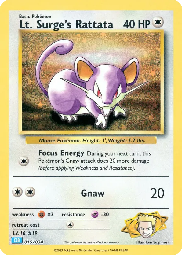 Lt. Surge's Rattata – Pokémon TCG Classic - Blastoise 015/034 Pokémon card