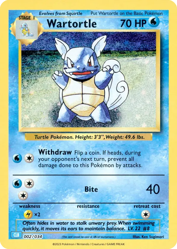 Wartortle – Pokémon TCG Classic - Blastoise 002/034 Pokémon card