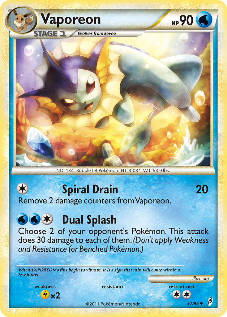 Vaporeon – Call of Legends 52/95 Pokémon card