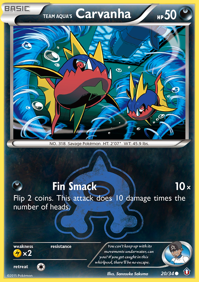 Team Aqua's Carvanha – Double Crisis 20/34 Pokémon card