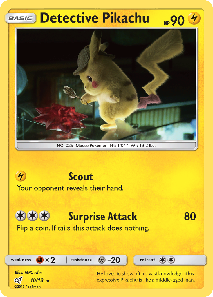 Detective Pikachu – Detective Pikachu 10/18 Pokémon card