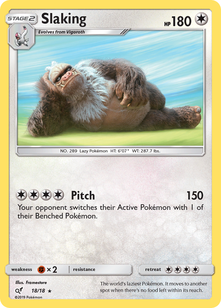 Slaking – Detective Pikachu 18/18 Pokémon card
