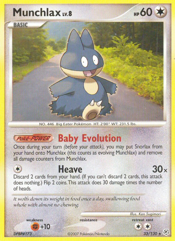 Munchlax – Diamond & Pearl 33/130 Pokémon card