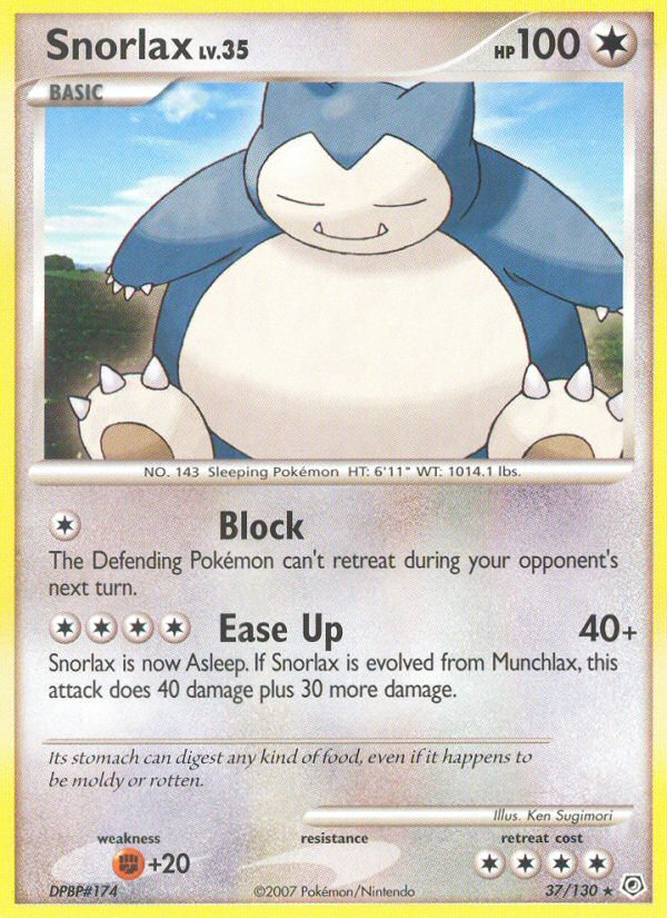 Snorlax – Diamond & Pearl 37/130 Pokémon card