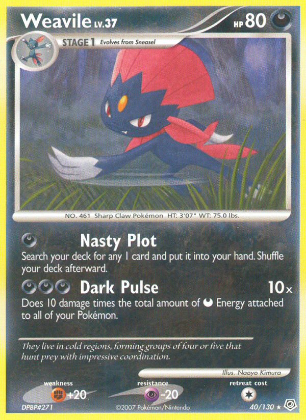 Weavile – Diamond & Pearl 40/130 Pokémon card