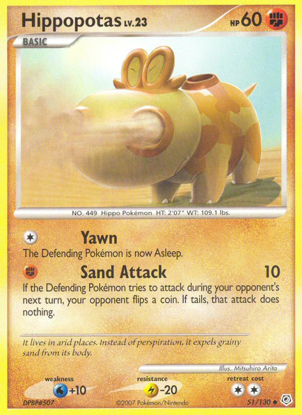 Hippopotas – Diamond & Pearl 51/130 Pokémon card
