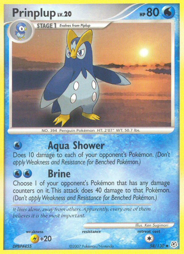 Prinplup – Diamond & Pearl 58/130 Pokémon card