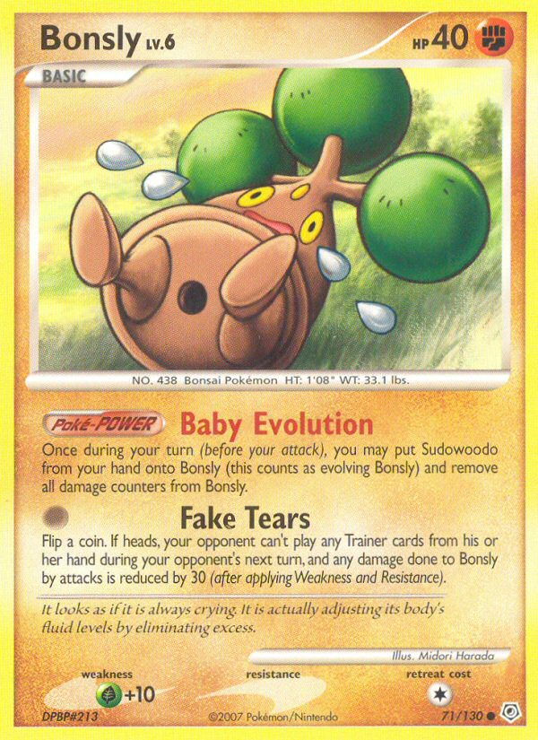 Bonsly – Diamond & Pearl 71/130 Pokémon card