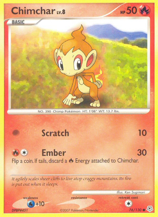 Chimchar – Diamond & Pearl 76/130 Pokémon card
