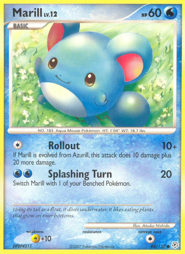 Marill – Diamond & Pearl 88/130 Pokémon card