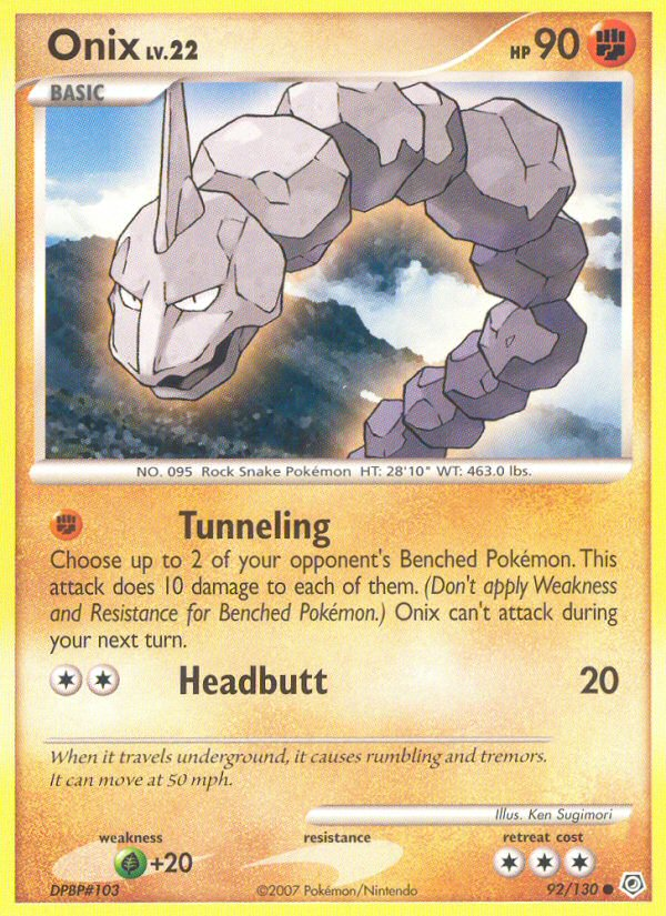 Onix – Diamond & Pearl 92/130 Pokémon card