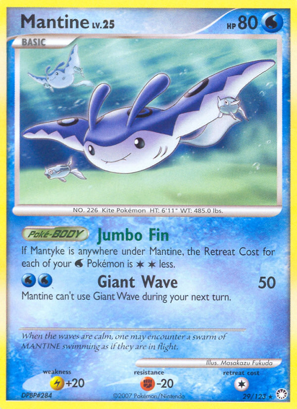 Mantine – Mysterious Treasures 29/123 Pokémon card