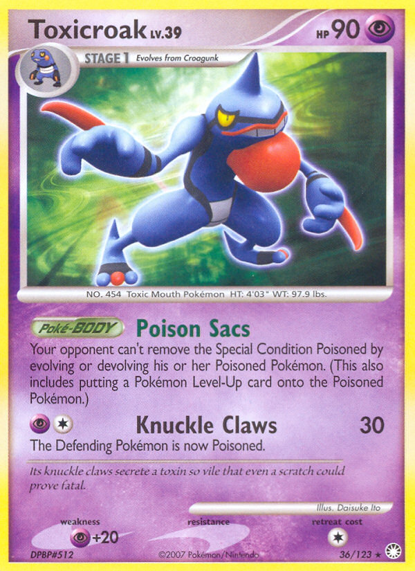 Toxicroak – Mysterious Treasures 36/123 Pokémon card
