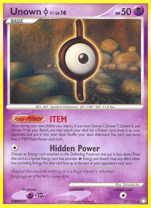 Unown [I] – Mysterious Treasures 37/123 Pokémon card