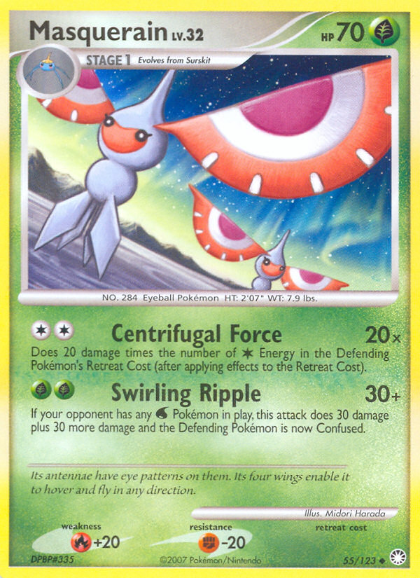 Masquerain – Mysterious Treasures 55/123 Pokémon card