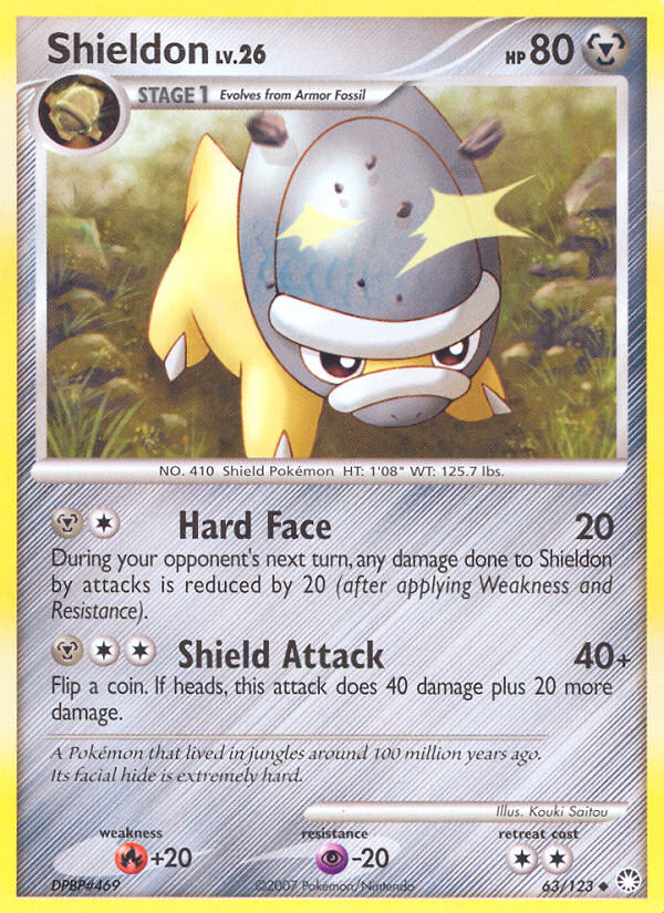 Shieldon – Mysterious Treasures 63/123 Pokémon card