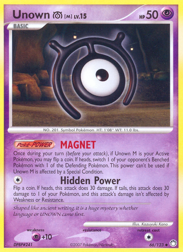 Unown [M] – Mysterious Treasures 66/123 Pokémon card