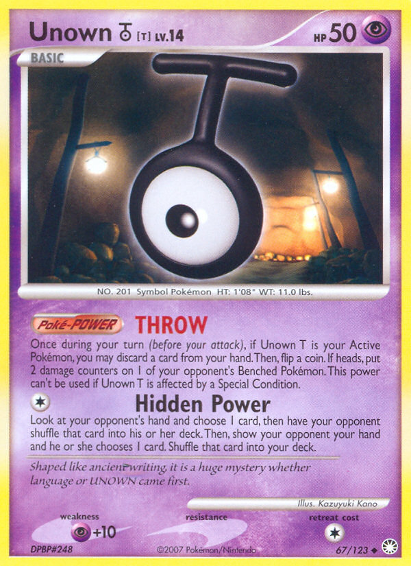 Unown [T] – Mysterious Treasures 67/123 Pokémon card
