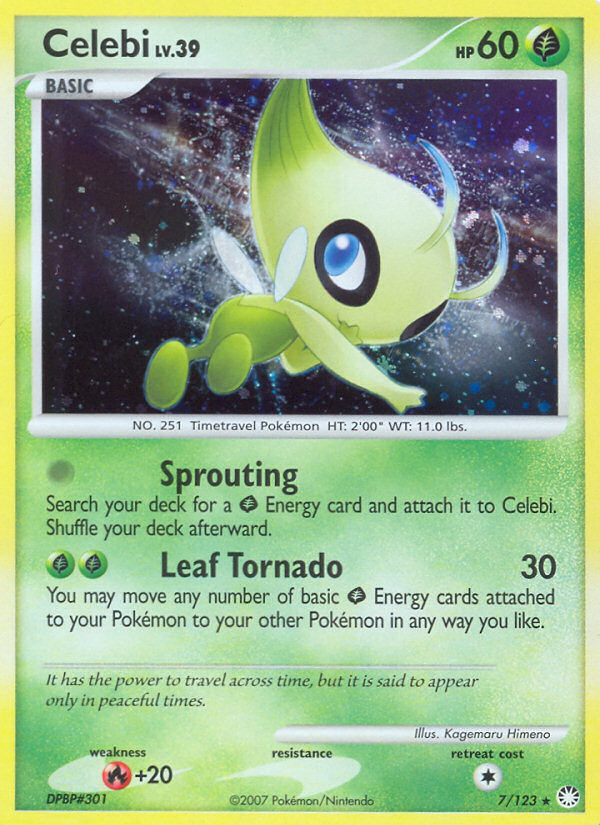 Celebi – Mysterious Treasures 7/123 Pokémon card