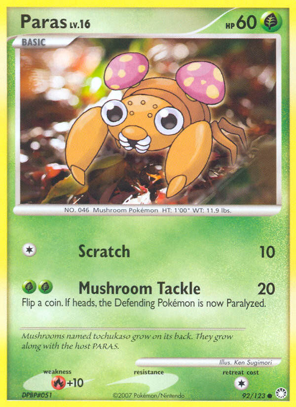 Paras – Mysterious Treasures 92/123 Pokémon card