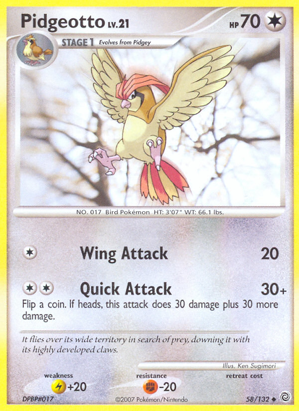Pidgeotto – Secret Wonders 58/132 Pokémon card