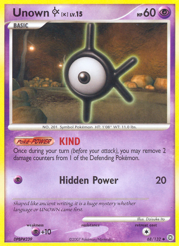 Unown [K] – Secret Wonders 68/132 Pokémon card