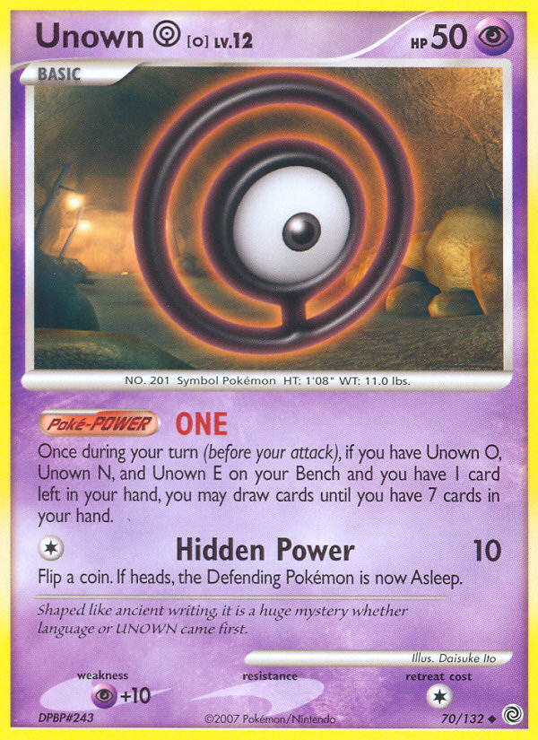 Unown [O] – Secret Wonders 70/132 Pokémon card