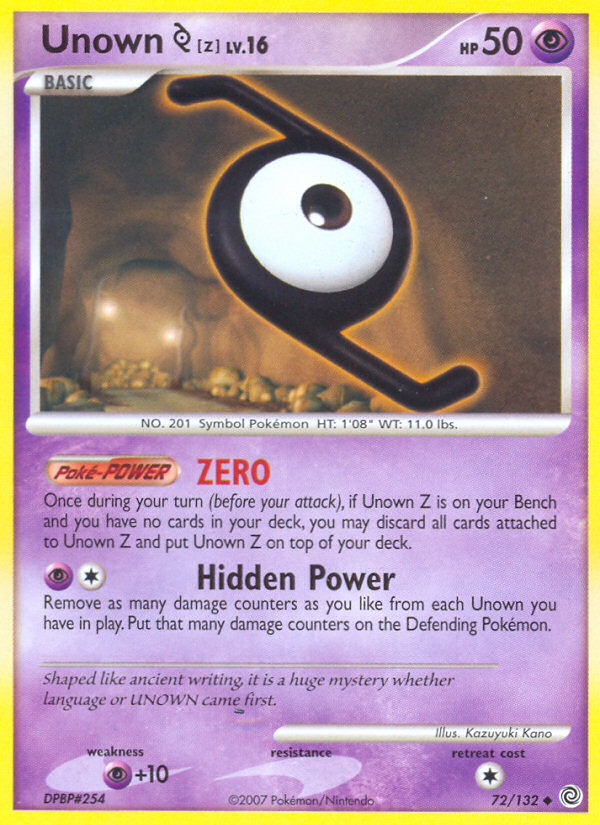 Unown [Z] – Secret Wonders 72/132 Pokémon card