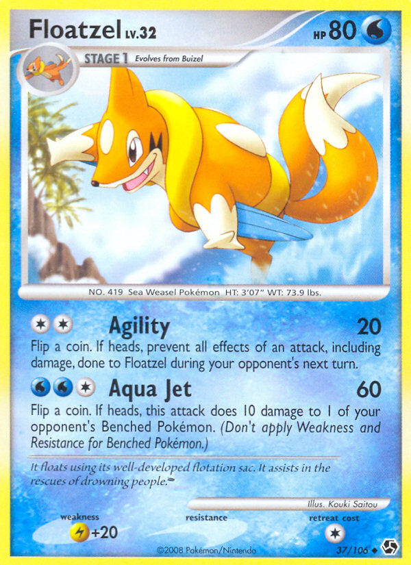 Floatzel – Great Encounters 37/106 Pokémon card