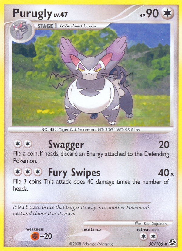 Purugly – Great Encounters 50/106 Pokémon card