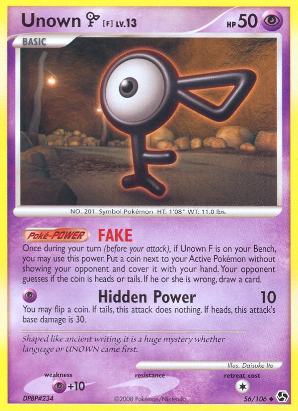 Unown [F] – Great Encounters 56/106 Pokémon card
