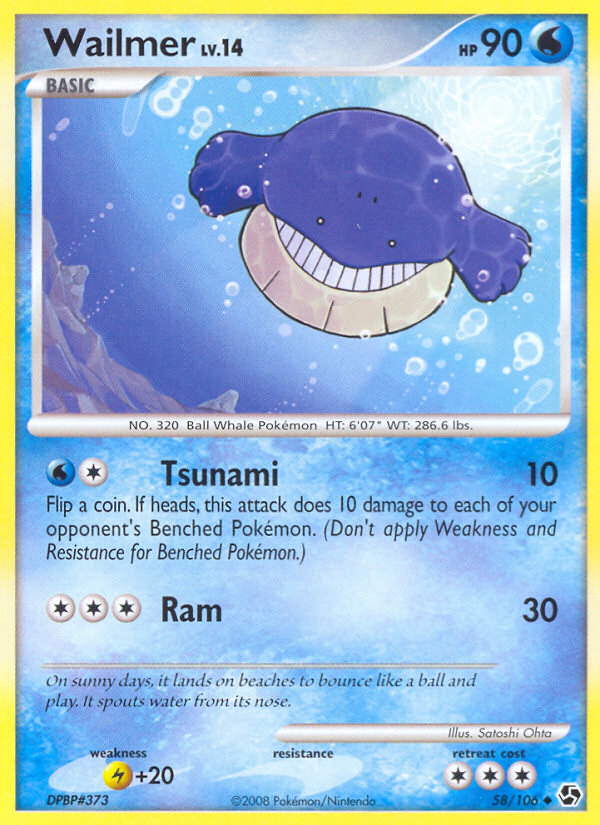 Wailmer – Great Encounters 58/106 Pokémon card