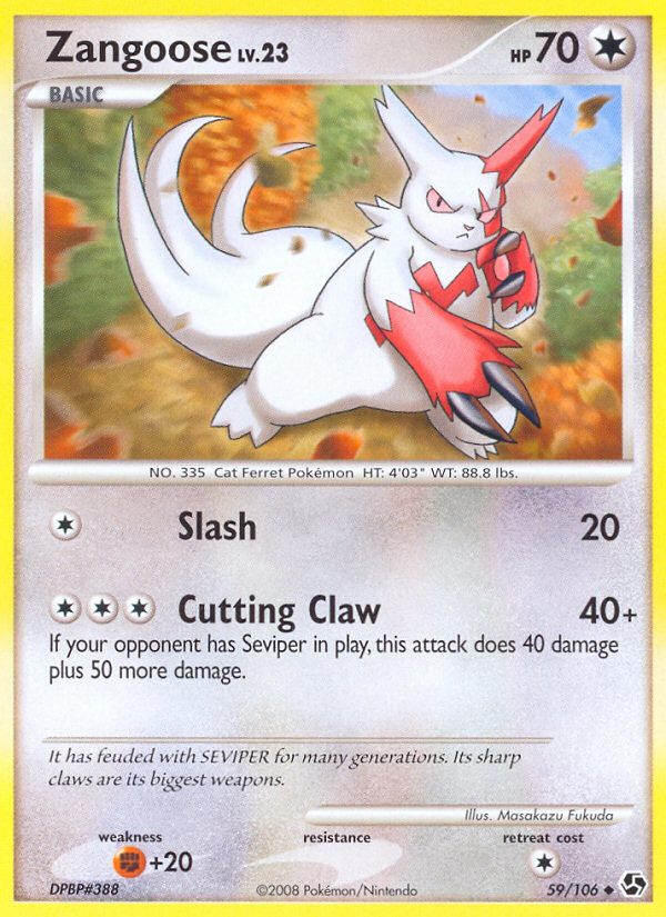 Zangoose – Great Encounters 59/106 Pokémon card