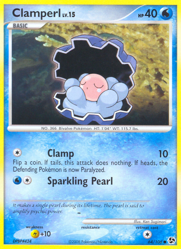 Clamperl – Great Encounters 64/106 Pokémon card