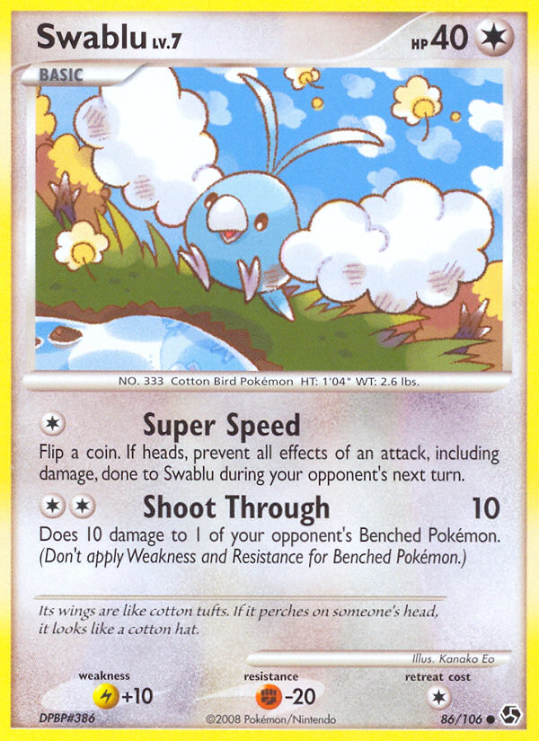 Swablu – Great Encounters 86/106 Pokémon card
