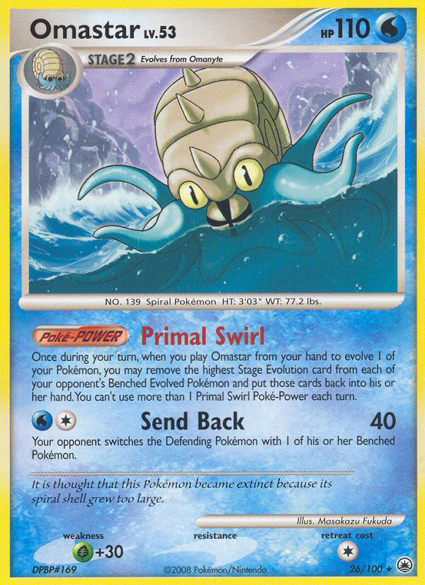 Omastar – Majestic Dawn 26/100 Pokémon card