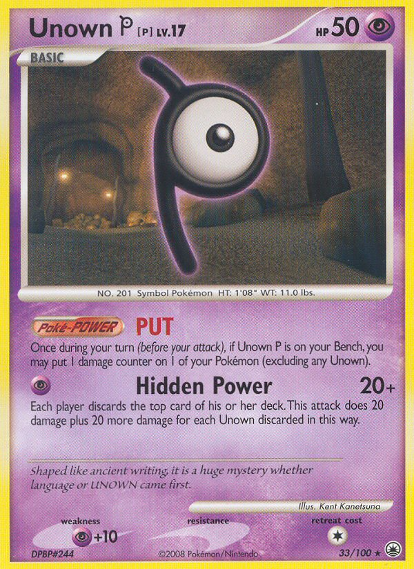 Unown [P] – Majestic Dawn 33/100 Pokémon card