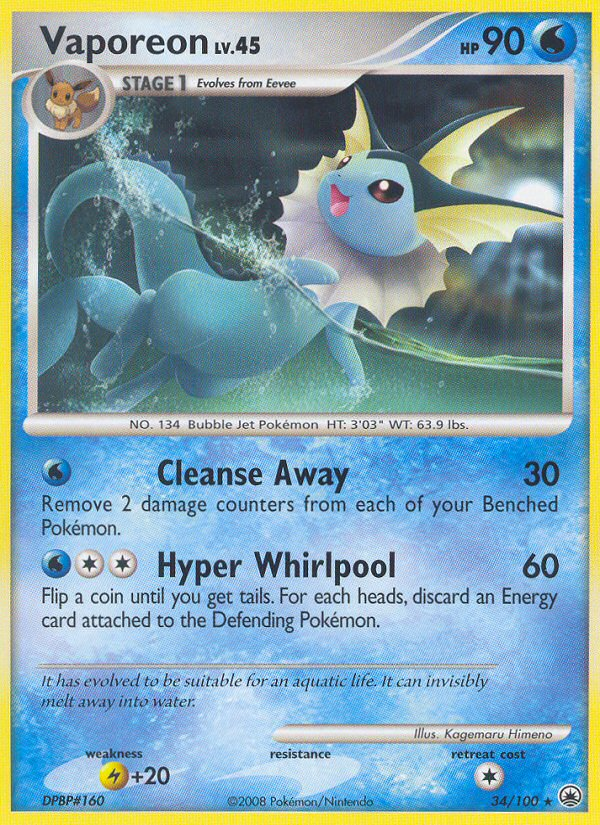Vaporeon – Majestic Dawn 34/100 Pokémon card