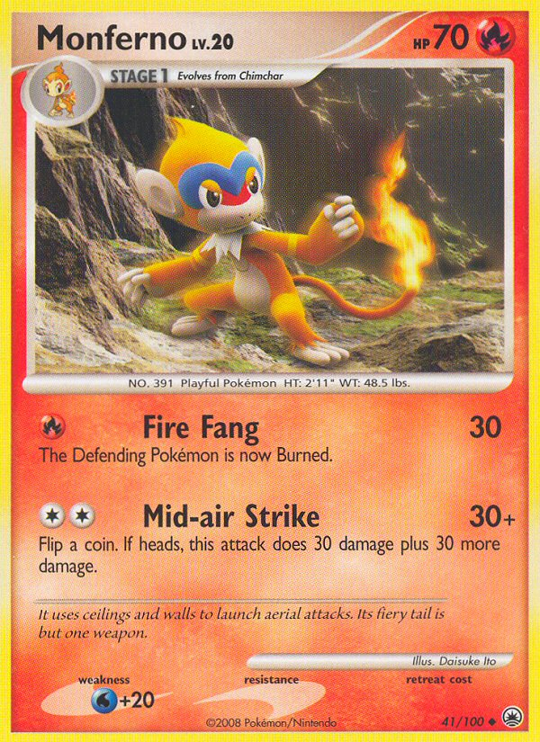 Monferno – Majestic Dawn 41/100 Pokémon card