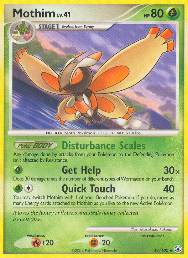 Mothim – Majestic Dawn 42/100 Pokémon card