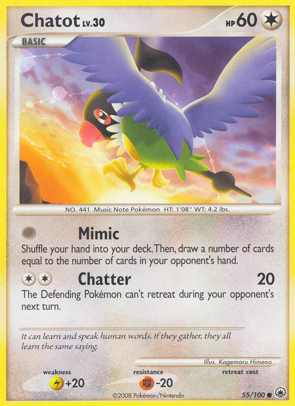 Chatot – Majestic Dawn 55/100 Pokémon card
